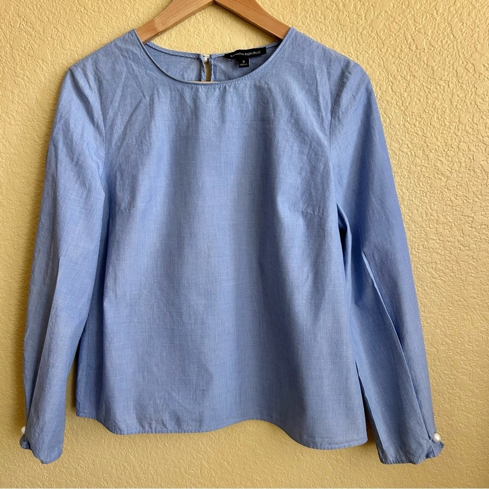 Banana Republic Pearl Cuff Long Sleeve Blouse